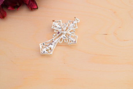 Rhinestone Cross Charm Gold Silver