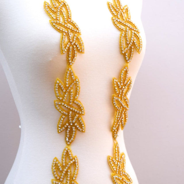 Gold Rhinestone Iron-On Applique