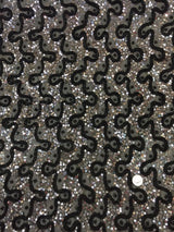 Beaded French Lace Fabric Silver Grey Black