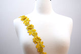 Beaded Lace Trim Yellow Floral 1.75in