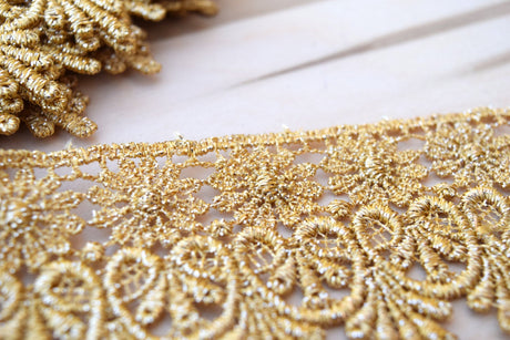 Metallic Gold Venice Lace Trim 3 Inch