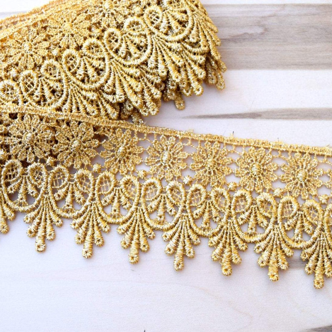 Metallic Gold Venice Lace Trim 3 Inch