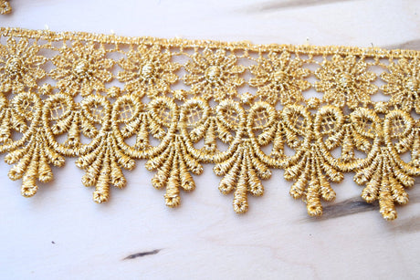 Metallic Gold Venice Lace Trim 3 Inch