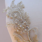 Beaded Lace Applique Pair Antique Gold