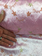 Embroidered Taffeta Floral Pink Fabric