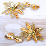 Sequin Beaded Flower Patch Antique Gold