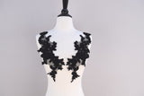 Beaded Applique Pair Black Oversized