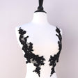 Beaded Applique Pair Black Oversized