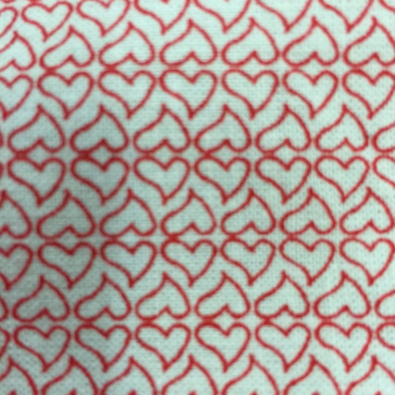 Cotton Heart Print Fabric Red