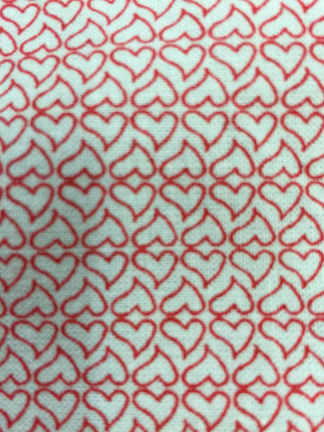 Cotton Heart Print Fabric Red