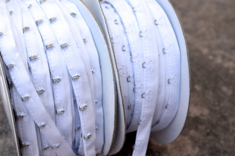 Hook and Eye Tape White Silver