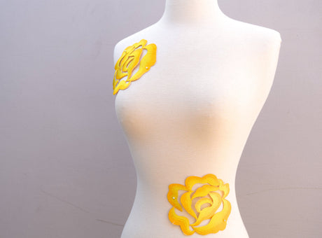 Flower Applique Iron-On Yellow Embroidery Rose