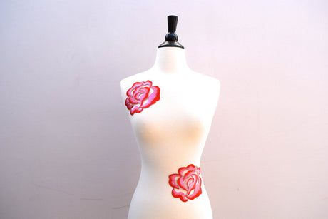 Flower Applique Iron-On Red Pink