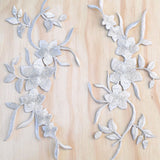Flower Patch Metallic Silver Iron-On Applique