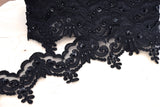 Beaded Lace Trim Black 2.5"