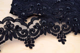 Beaded Lace Trim Black 2.5"