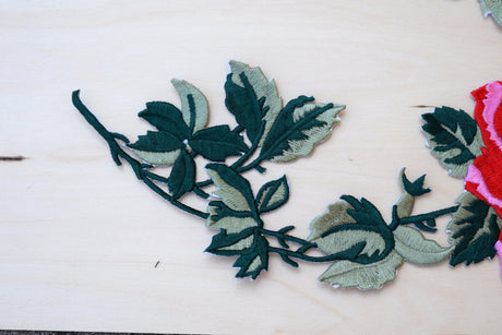 Embroidered Rose Iron-On Patch Set