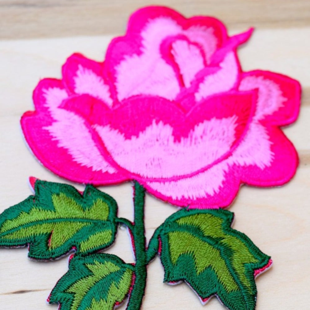Flower Embroidery Patch Hot Pink