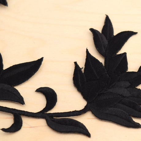 Black Flower Patch Applique