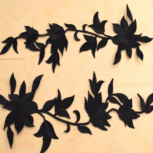 Black Flower Patch Applique