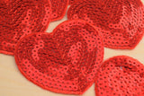 Sequin Heart Patches 3 Inch Red Iron-On