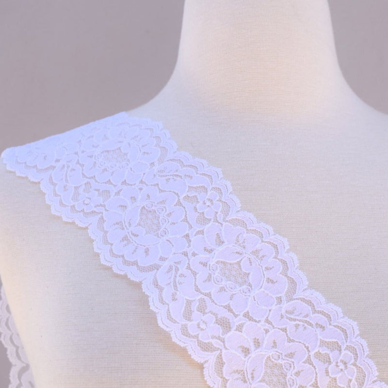 Bridal Lace Trim White Alencon Polyester 3.5"