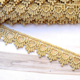Venice Lace Trim Metallic Gold Heart
