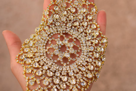 Rhinestone Applique Antique Gold
