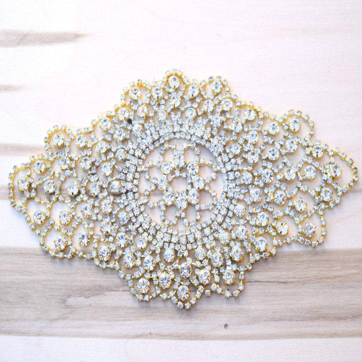 Rhinestone Applique Antique Gold
