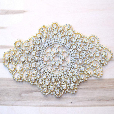 Rhinestone Applique Antique Gold