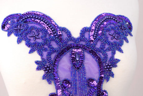 Beaded Fringe Applique Purple