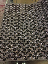 Beaded French Lace Fabric Silver Grey Black
