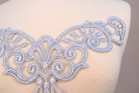 Silver Metallic Venice Lace Applique