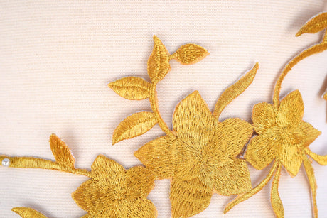 Embroidered Gold Flower Patches