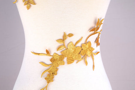 Embroidered Gold Flower Patches
