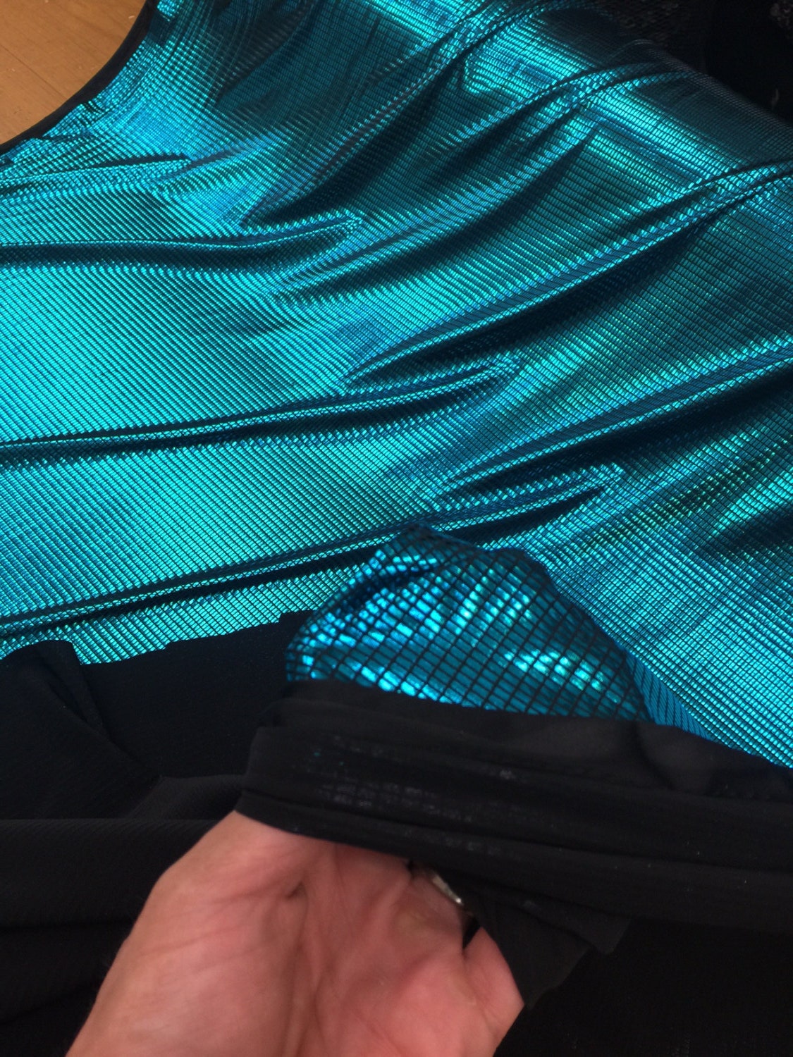 Stretch Pleather Jade Black Backing