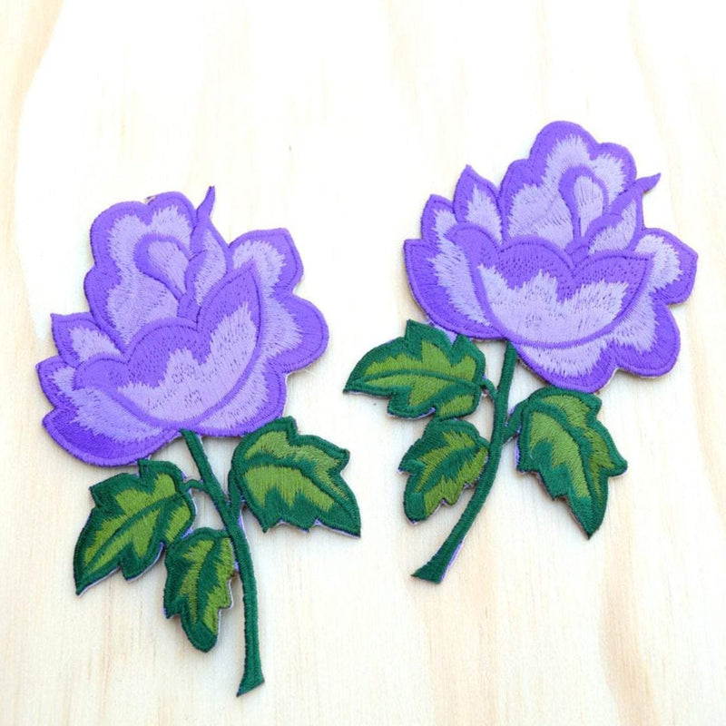 Flower Patch Iron-On Purple Embroidery Applique