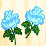 Embroidered Rose Patch Blue Iron-On