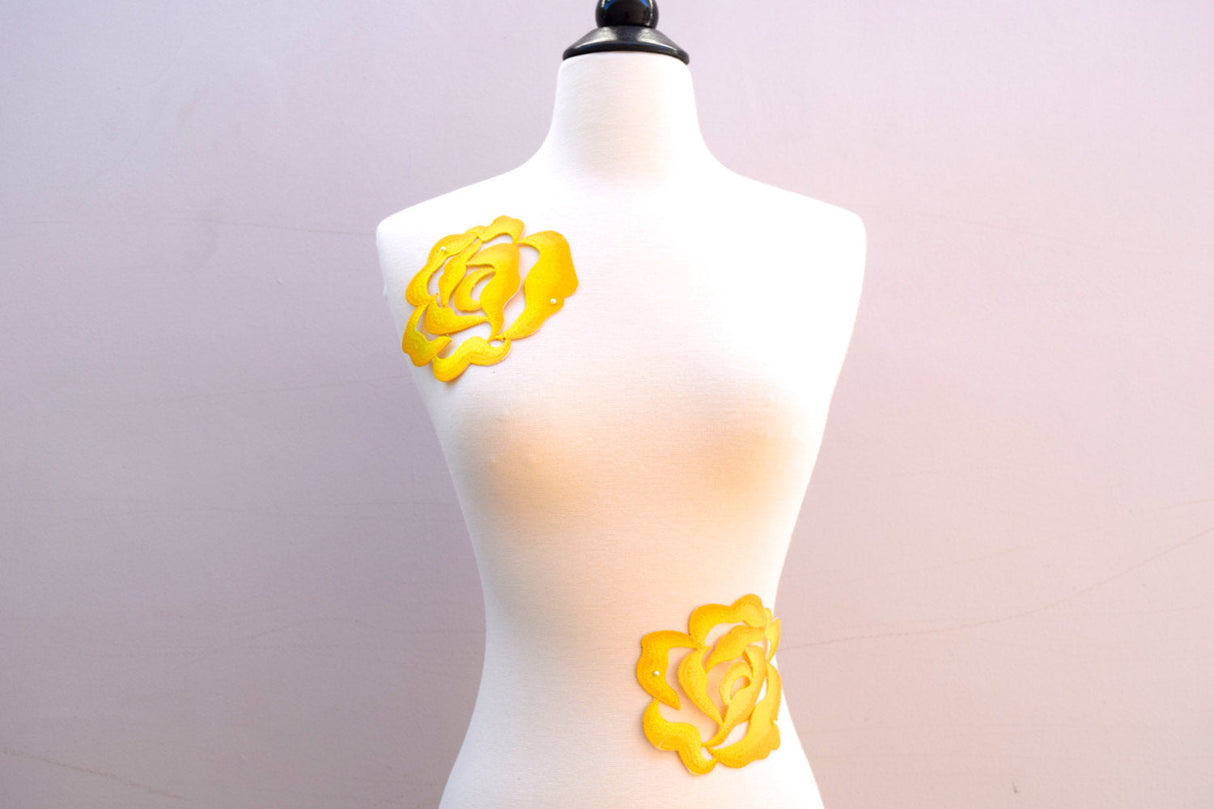 Flower Applique Iron-On Yellow Embroidery Rose