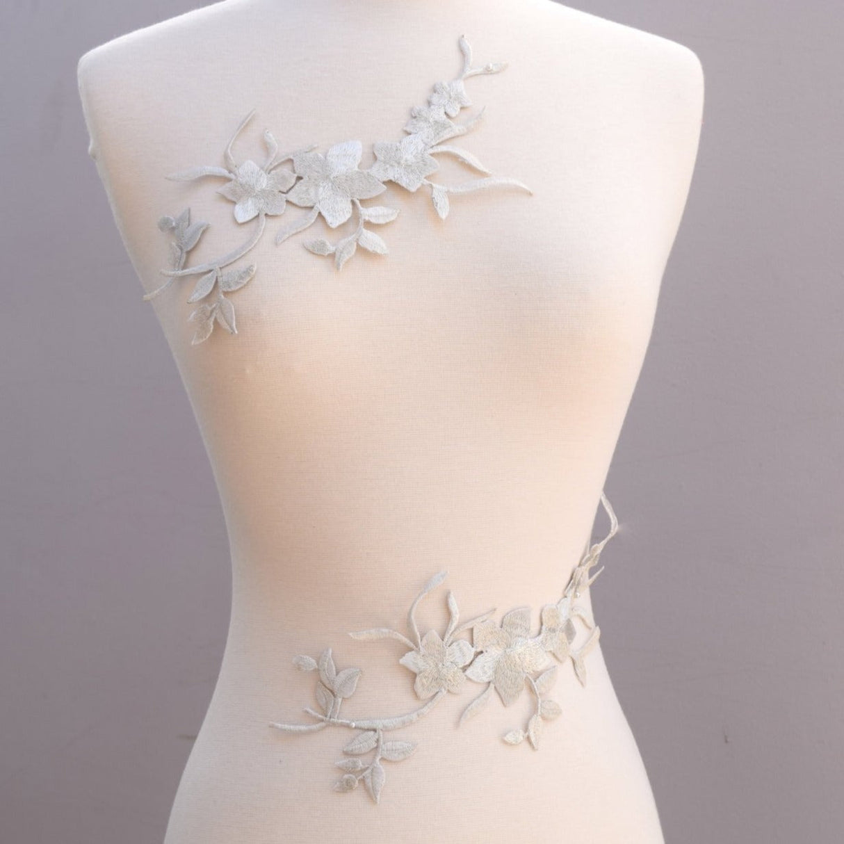 Flower Patch Metallic Silver Iron-On Applique