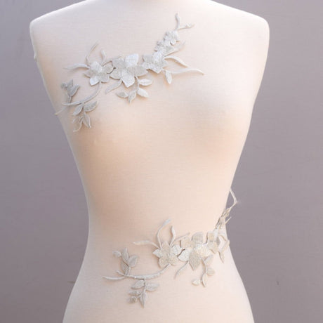 Flower Patch Metallic Silver Iron-On Applique