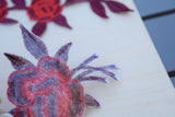 Embroidered Rose Appliques Red Burgundy