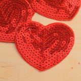 Sequin Heart Patches 3 Inch Red Iron-On