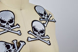 Skull Iron-On Patch Black White 3.5