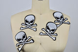 Skull Iron-On Patch Black White 3.5