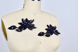 Sequin Flower Applique Black