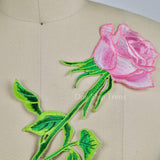 Rose Embroidery Patch Pink