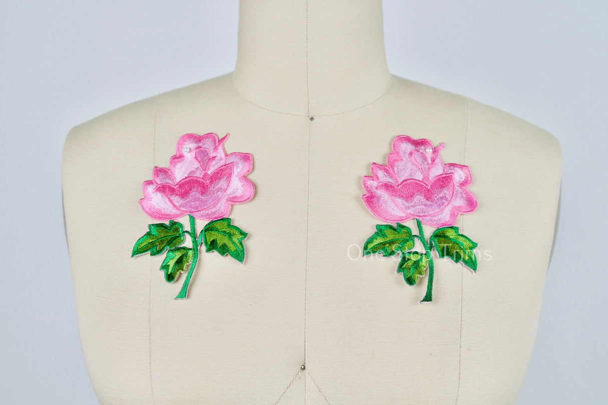 Flower Patch Baby Pink Embroidered Applique