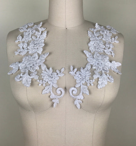 Beaded Applique White Ivory