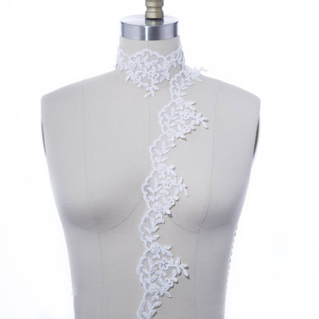 Bridal Lace Trim Polyester Leaf Motif 3"